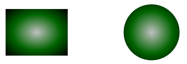 Text “Two shapes are shown filled with a radial gradient – a circle and a rectangle.”