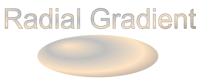Text “Text and ellipse are filled by radial gradient”