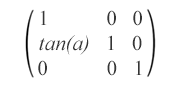 Text “Skew matrix formula for transformation along the y-axis”