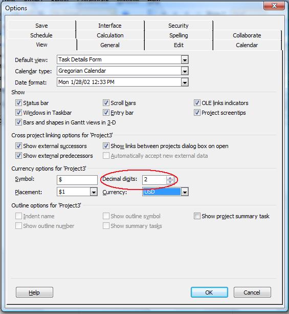 Modification du symbole monétaire dans Microsoft Project