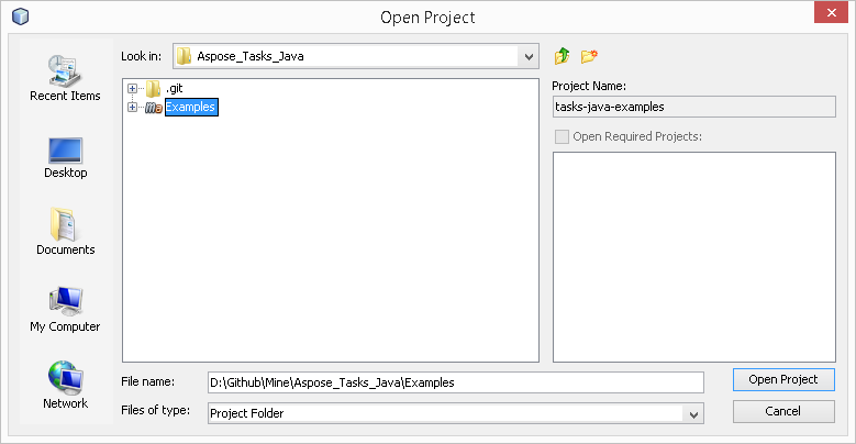 run Aspose.Tasks for Java examples in NetBeans
