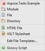 Aspose.Tasks for Java option menu