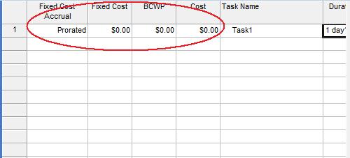 edit task costs in Microsoft Project
