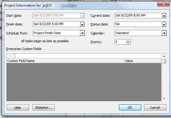 Resaved Microsoft Project XML 파일의 프로젝트 속성을 확인하십시오