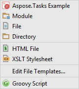 Aspose.Tasks java 옵션 메뉴