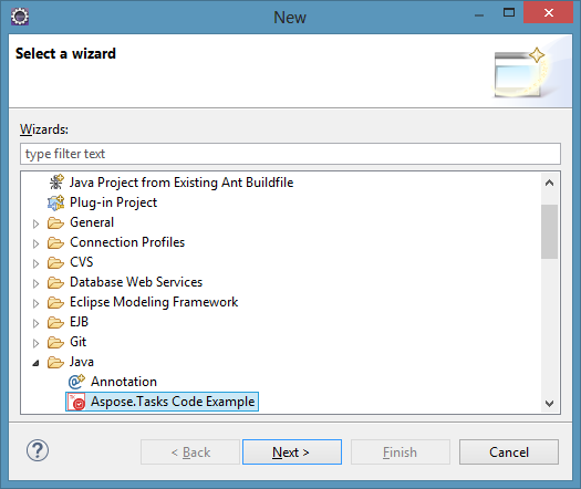 Java 코드 예제 1에 대한 Aspose.Tasks 