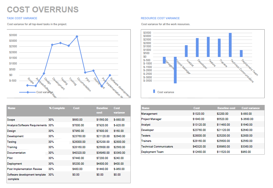 exported cost overruns report example .NET