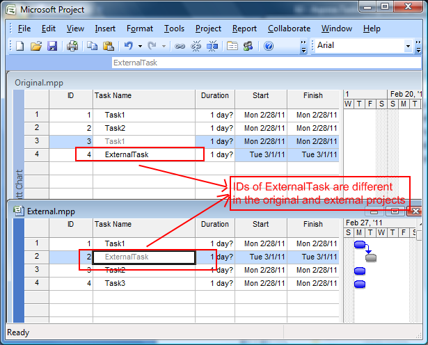Появление перекрестных ссылок в Microsoft Project