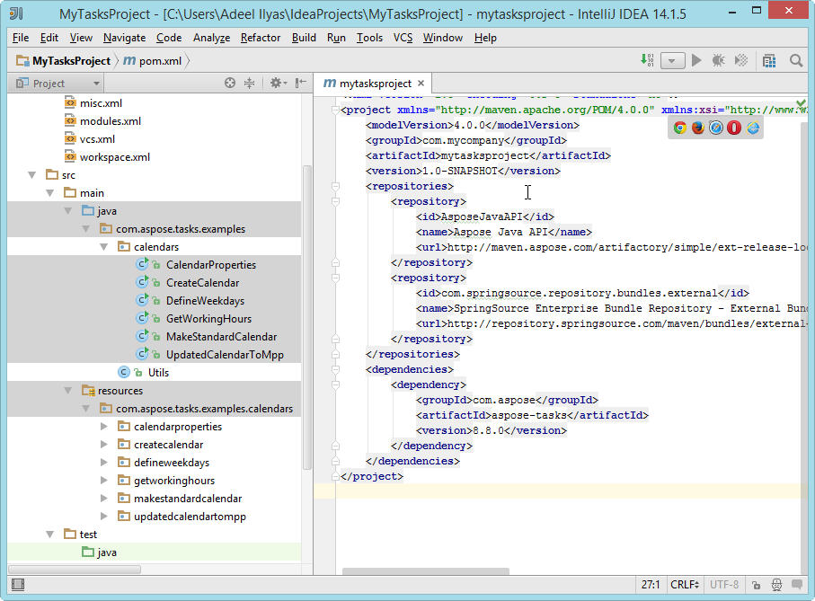 Копирование примеров для Aspose.Tasks для Java Maven