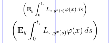 Trennzeichen passen sich der aktuellen Schriftgröße und dem mathematischen Stil an