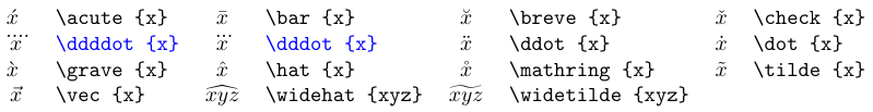 Mathematische Akzente, die Unterformeln der Klasse \mathord angeben