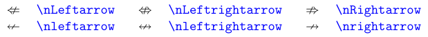 Символы класса \mathrel (стрелки отрицаются)