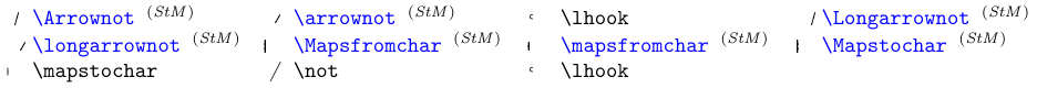 Symbole der Klasse \mathrel (Negation und Pfeilerweiterungen))