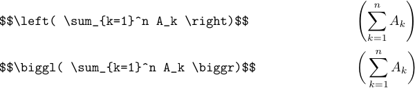 \left und \right vs. \bigl und \bigr mit einer Summation