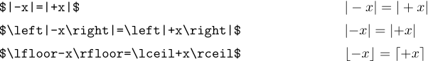 The examples of proper spacing in formulas with vertical bars
