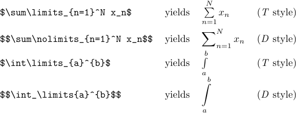 Forcing limits and no limits for summation and integration