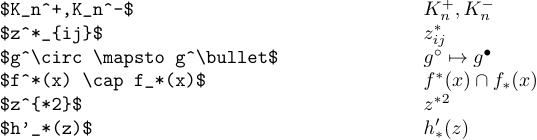 Binary operation as ordinary symbols in superscripts and subscripts