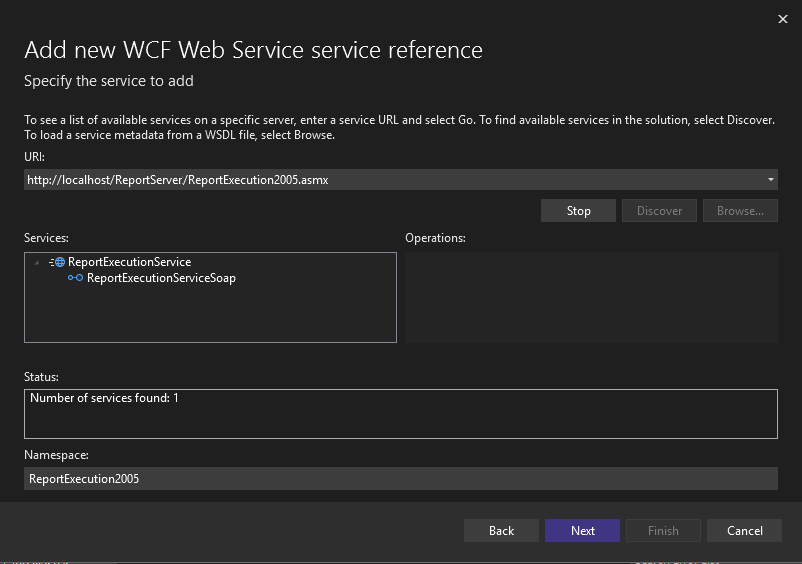 ReportingService2005 Web service in Visual Studio